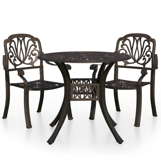 3Dílný Bistro Set Litý Hliník Bronzový