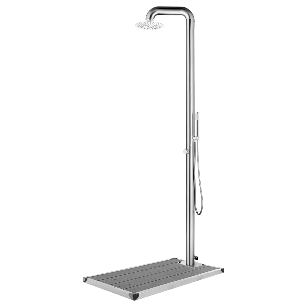 Zahradní Sprcha S Hnědou Základnou 230 Cm Nerezová Ocel