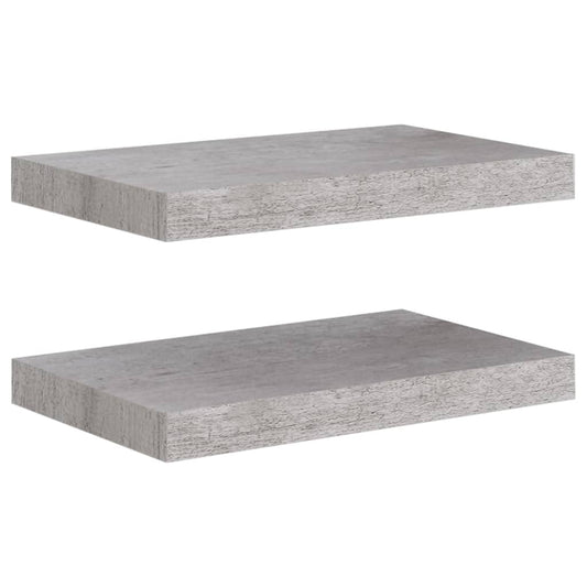 Plovoucí Nástěnné Police 2 Ks Betonově Šedé 40X23X3,8 Cm Mdf Betonová Šedá