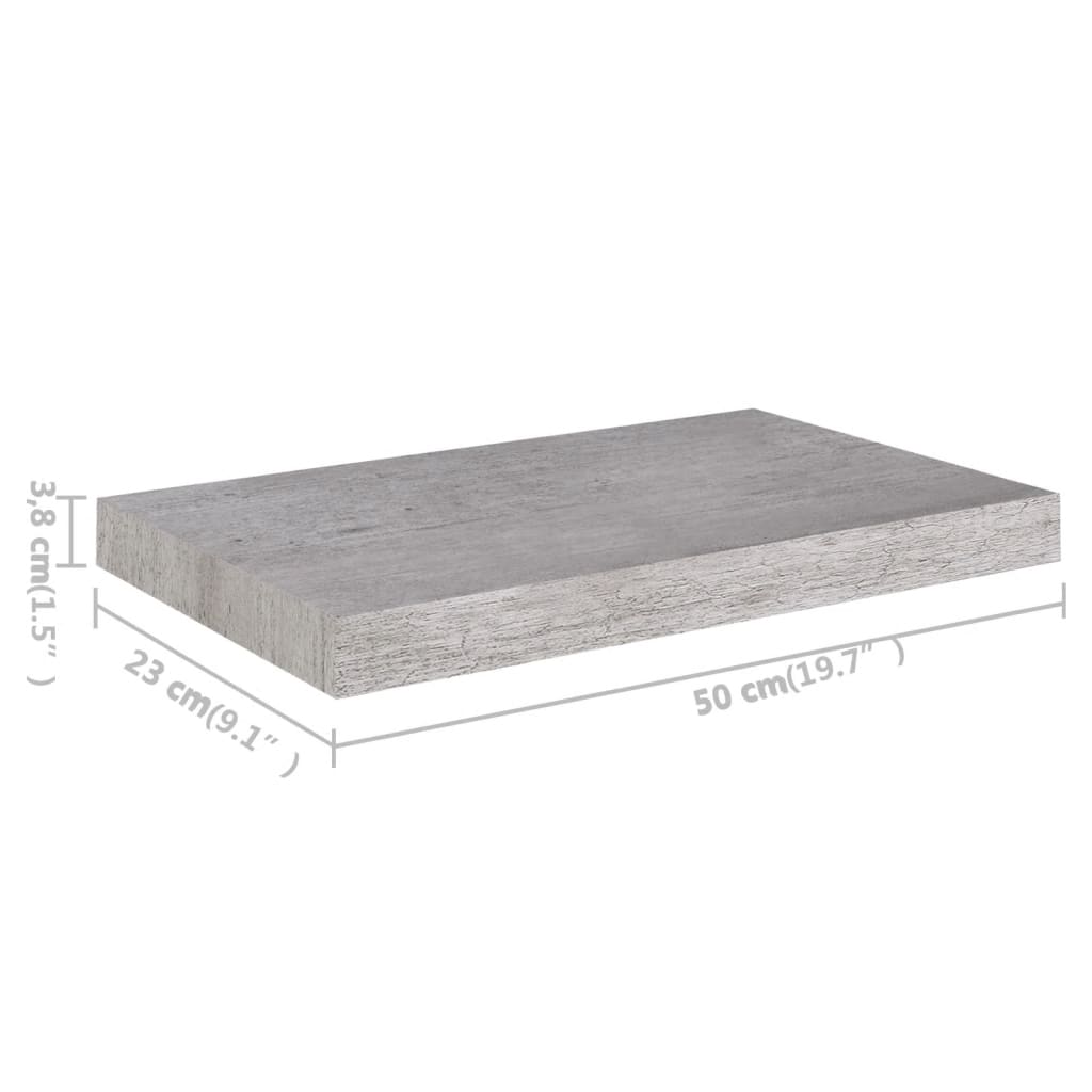 Plovoucí Nástěnná Police Betonově Šedá 50 X 23 X 3,8 Cm Mdf Betonová Šedá