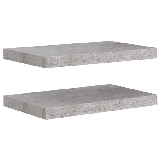 Plovoucí Nástěnné Police 2 Ks Betonově Šedé 50X23X3,8 Cm Mdf Betonová Šedá