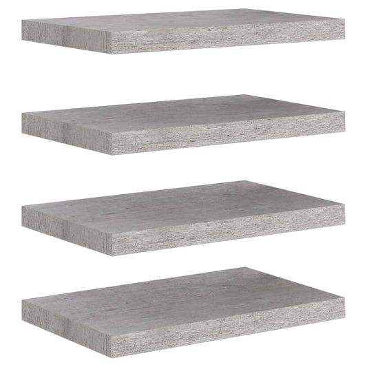 Plovoucí Nástěnné Police 4 Ks Betonově Šedé 50X23X3,8 Cm Mdf Betonová Šedá