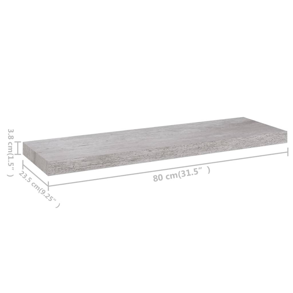 Plovoucí Nástěnná Police Betonově Šedá 80 X 23,5 X 3,8 Cm Mdf Betonová Šedá