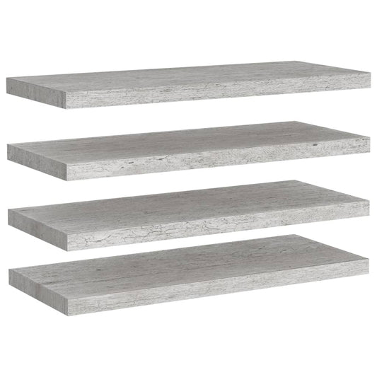 Plovoucí Nástěnné Police 4 Ks Betonově Šedé 80X23,5X3,8 Cm Mdf Betonová Šedá