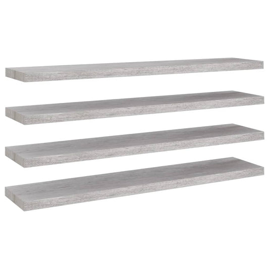 Plovoucí Nástěnné Police 4 Ks Betonově Šedé 120X23,5X3,8 Cm Mdf Betonová Šedá