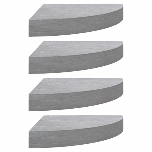 Nástěnné Rohové Police 4 Ks Betonově Šedé 25 X 25 X 3,8 Cm Mdf Betonová Šedá