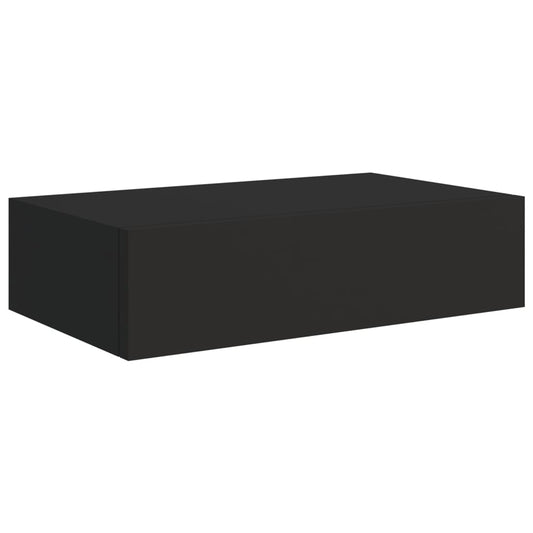 Nástěnná Police Se Zásuvkou Černá 40 X 23,5 X 10 Cm Mdf Černá