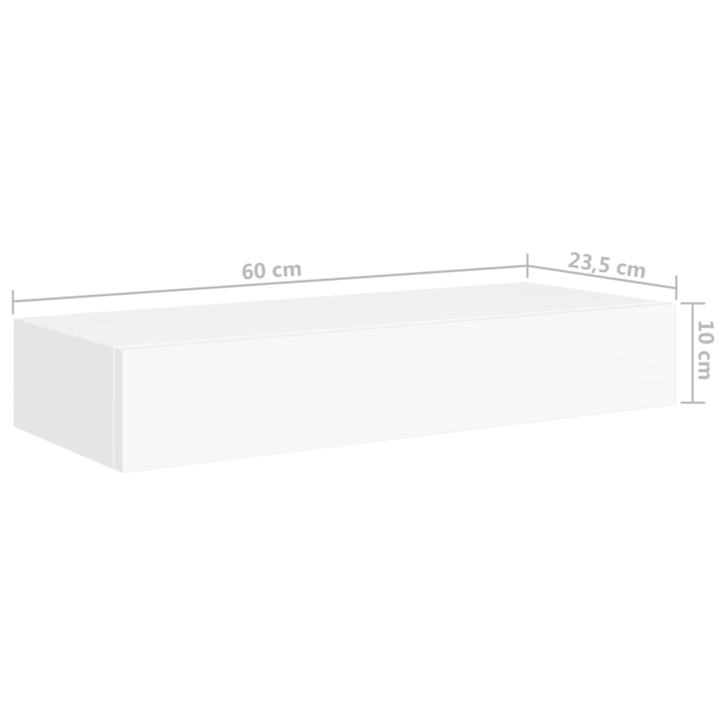 Nástěnné Police Se Zásuvkou 2 Ks Bílé 60 X 23,5 X 10 Cm Mdf Bílá