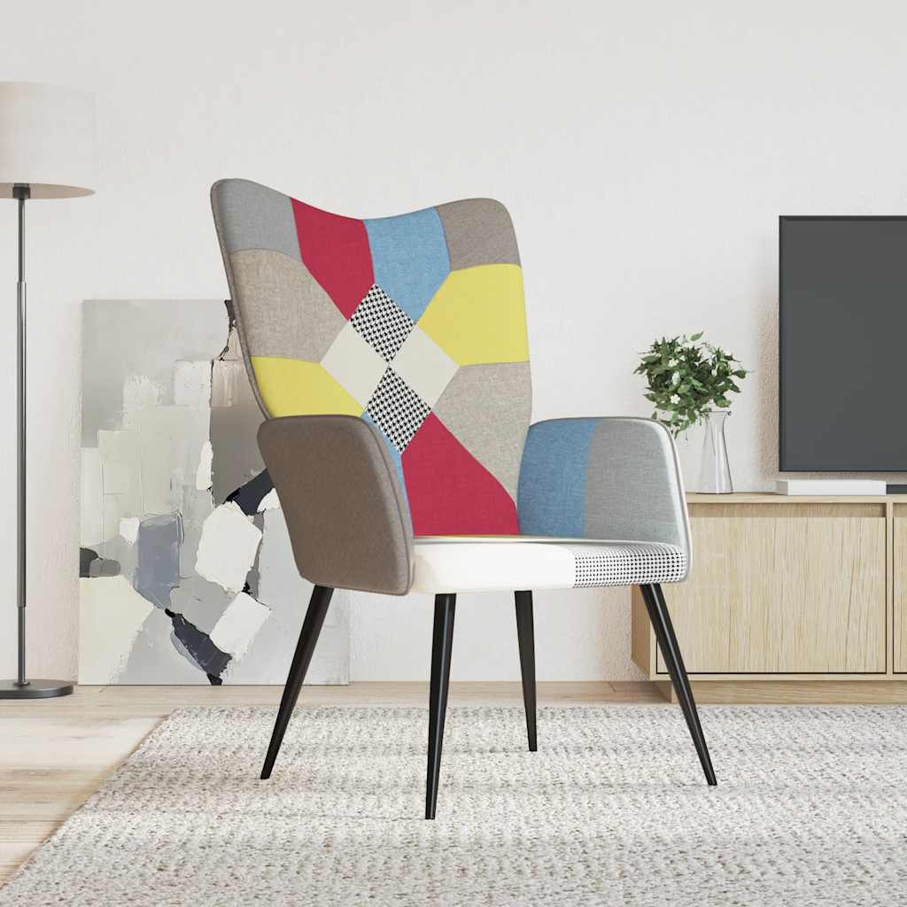 Relaxační Křeslo Se Stoličkou Patchwork Textil