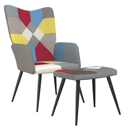 Relaxační Křeslo Se Stoličkou Patchwork Textil