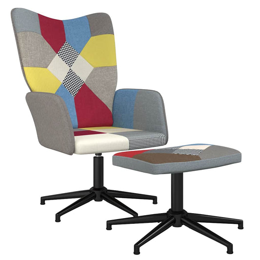Relaxační Křeslo Se Stoličkou Patchwork Textil