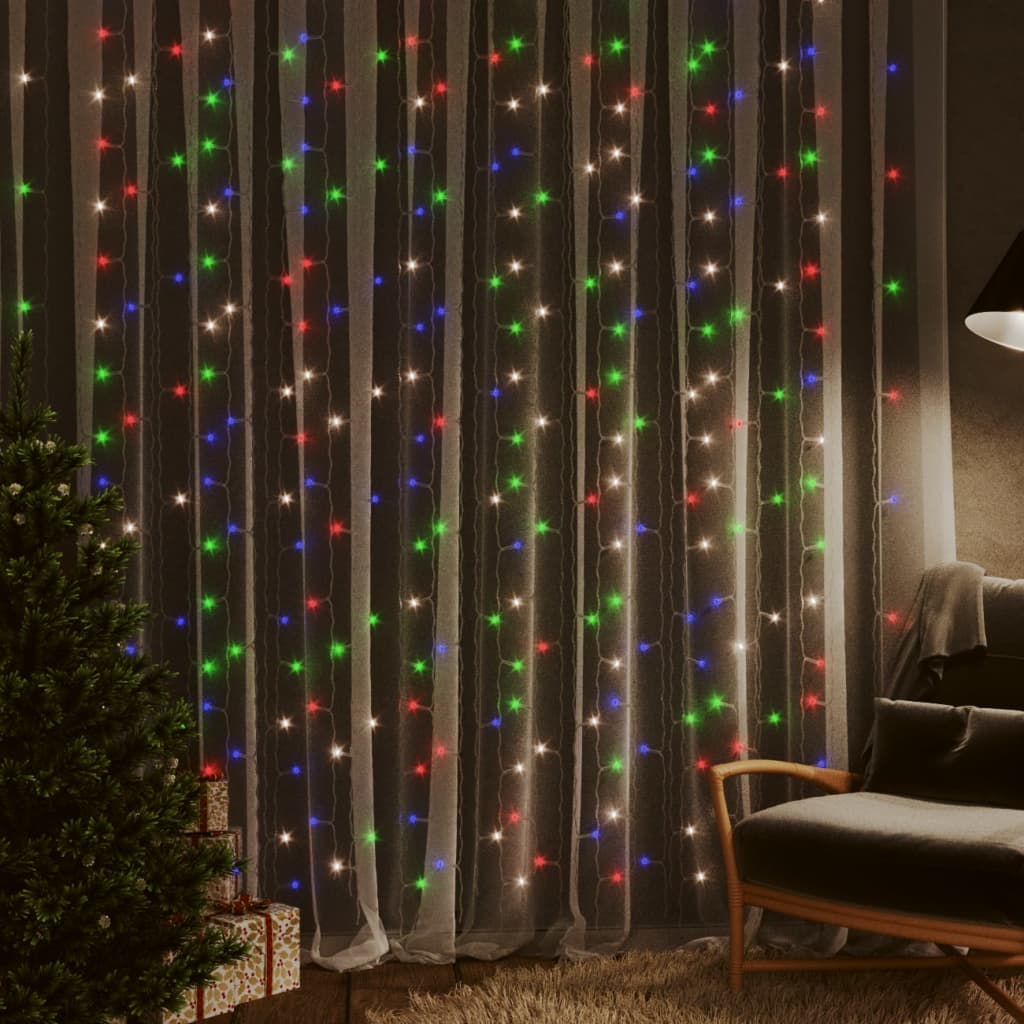 Světelný Závěs 3 X 3 M 300 Led Diod Teplé Bílé Světlo 8 Funkcí