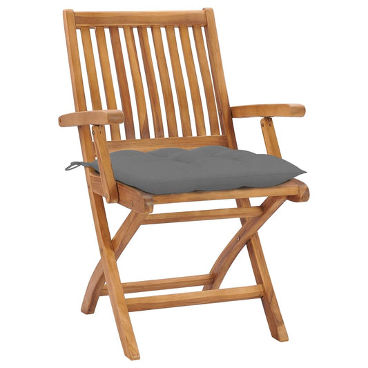 Skládací Zahradní Židle S Poduškami 4 Ks Masivní Teak Šedá