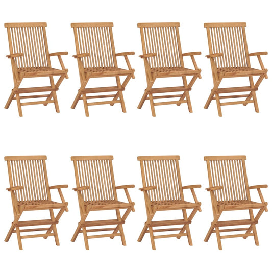 Zahradní Židle S Červenými Poduškami 8 Ks Masivní Teak