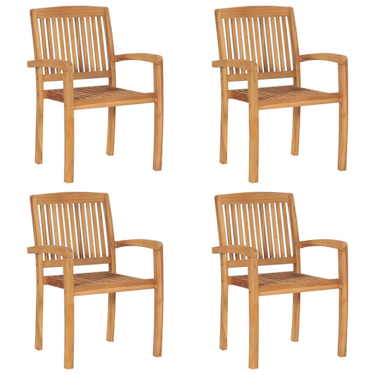 Stohovatelné Zahradní Židle S Poduškami 4 Ks Masivní Teak