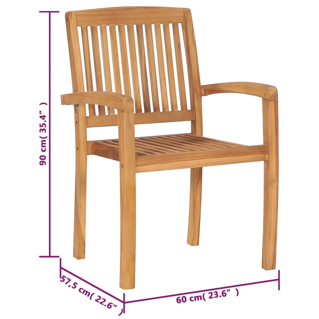 Stohovatelné Zahradní Židle S Poduškami 6 Ks Masivní Teak