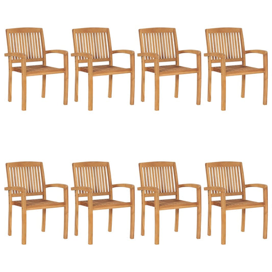 Stohovatelné Zahradní Židle S Poduškami 8 Ks Masivní Teak