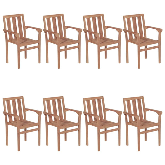 Stohovatelné Zahradní Židle S Poduškami 8 Ks Masivní Teak