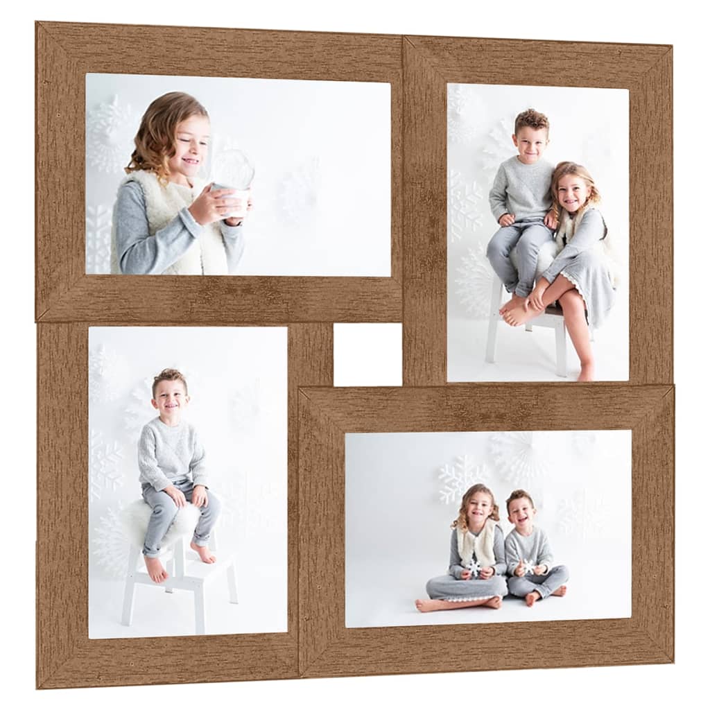 Kolážový Fotorámeček Na 4 Obrázky (10 X 15 Cm) Tmavě Hnědý Mdf