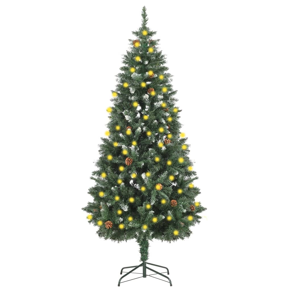 Umělý Vánoční Stromek S Led Osvětlením A Šiškami 210 Cm