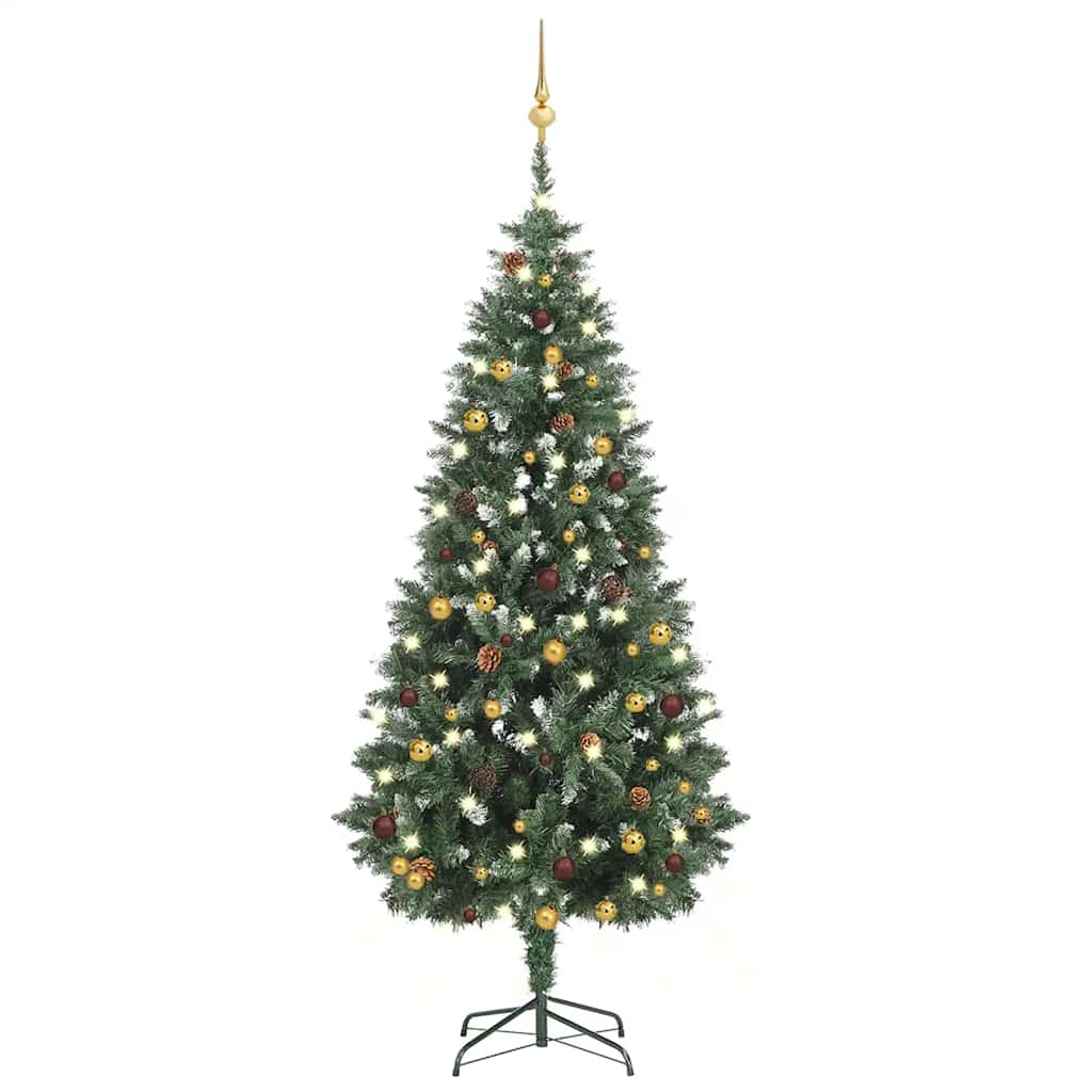 Umělý Vánoční Stromek Led Osvětlení Sada Koulí A Šišky 210 Cm