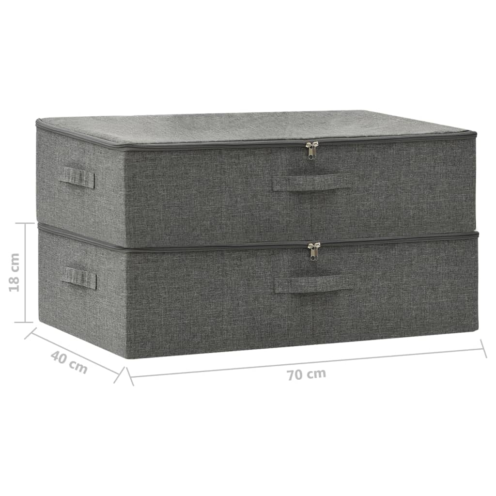Úložné Boxy 2 Ks Textil 70 X 40 X 18 Cm Antracitové