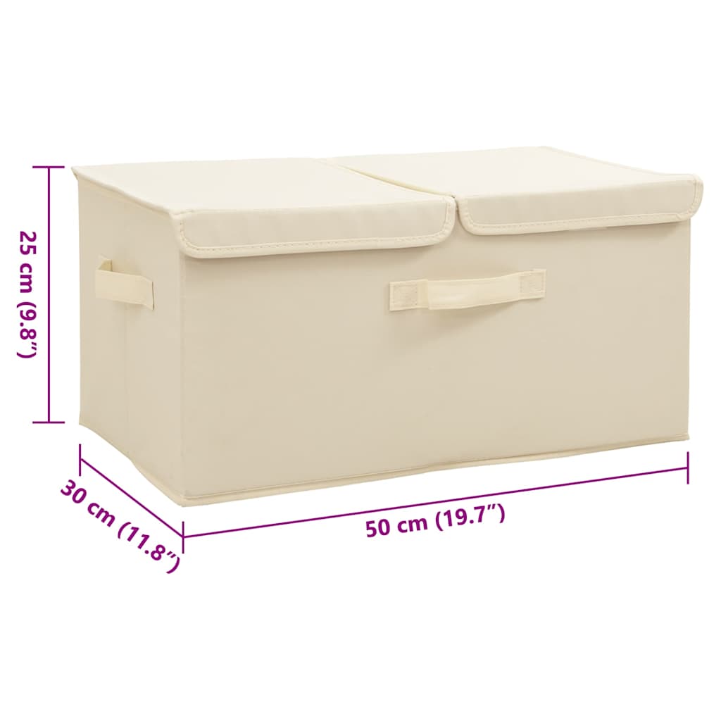 Úložné Boxy 2 Ks Textil 50 X 30 X 25 Cm Krémové Krémová