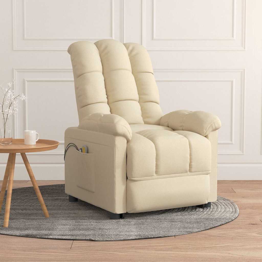 Elektrické Masážní Křeslo Světle Šedé Textil