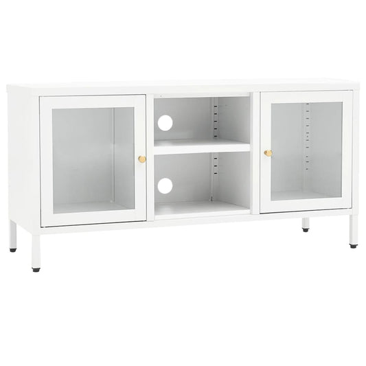 Tv Stolek Bílý 105 X 35 X 52 Cm Ocel A Sklo