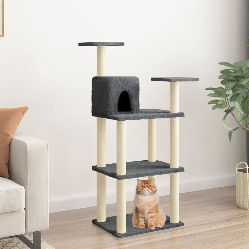 Škrabadlo Pro Kočky Se Sisalovými Sloupky Krémové 118,5 Cm