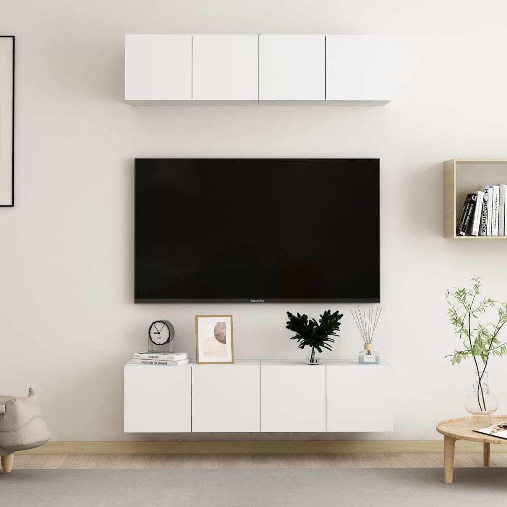 Tv Skříňky 4 Ks Betonově Šedé 60 X 30 X 30 Cm Kompozitní Dřevo