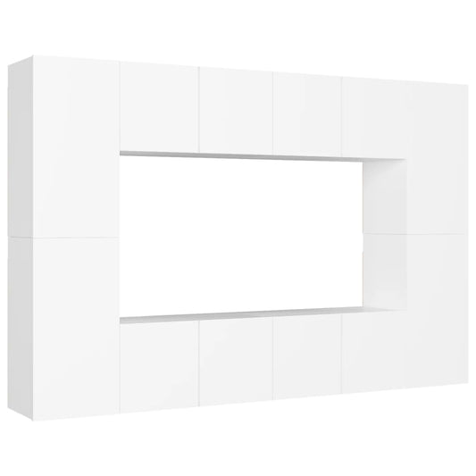 8Dílný Set Tv Skříněk Bílý Kompozitní Dřevo