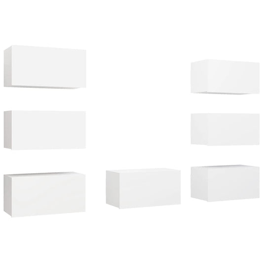 Tv Skříňky 7 Ks Bílé 30,5 X 30 X 60 Cm Kompozitní Dřevo