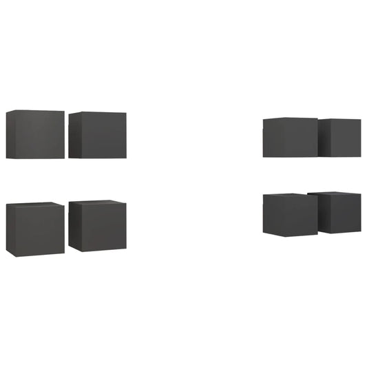 Nástěnné Tv Skříňky 8 Ks Šedé 30,5 X 30 X 30 Cm
