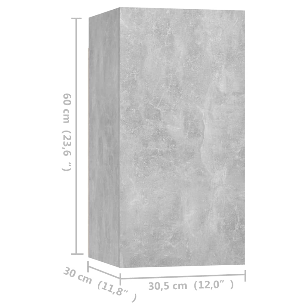 Tv Skříňky 4 Ks Betonově Šedé 30,5 X 30 X 60 Cm Dřevotříska