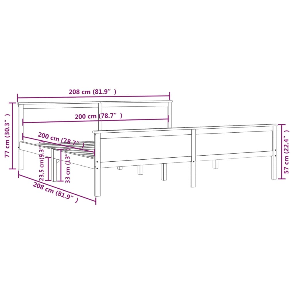 Rám Postele Masivní Dřevo Borovice 200 X 200 Cm