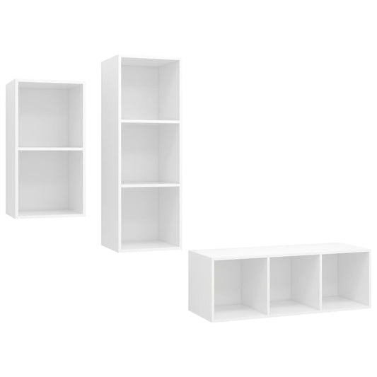 3Dílný Set Tv Skříněk Bílý Dřevotříska