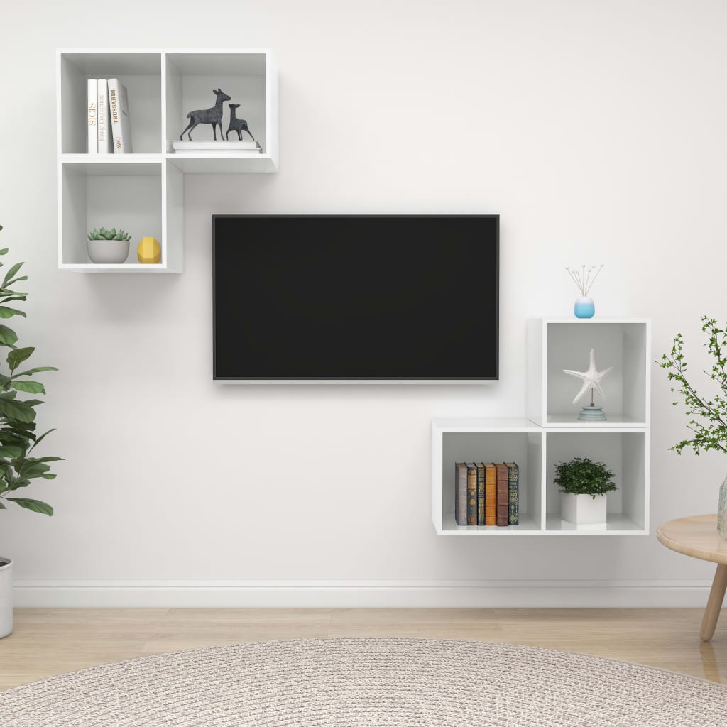 4Dílný Set Tv Skříněk Šedý Dřevotříska