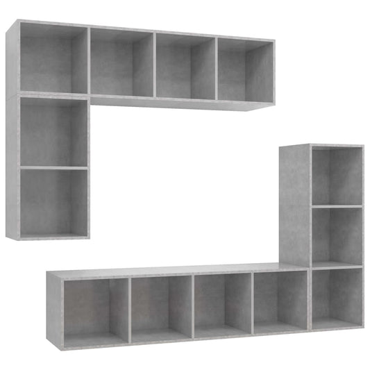 4Dílný Set Tv Skříněk Betonově Šedý Kompozitní Dřevo