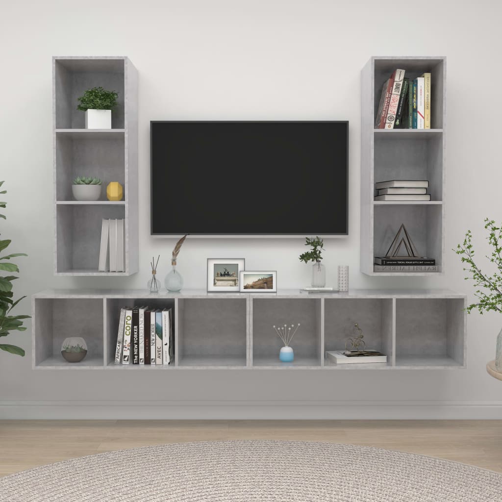 Nástěnné Tv Skříňky 4 Ks Bílé Dřevotříska