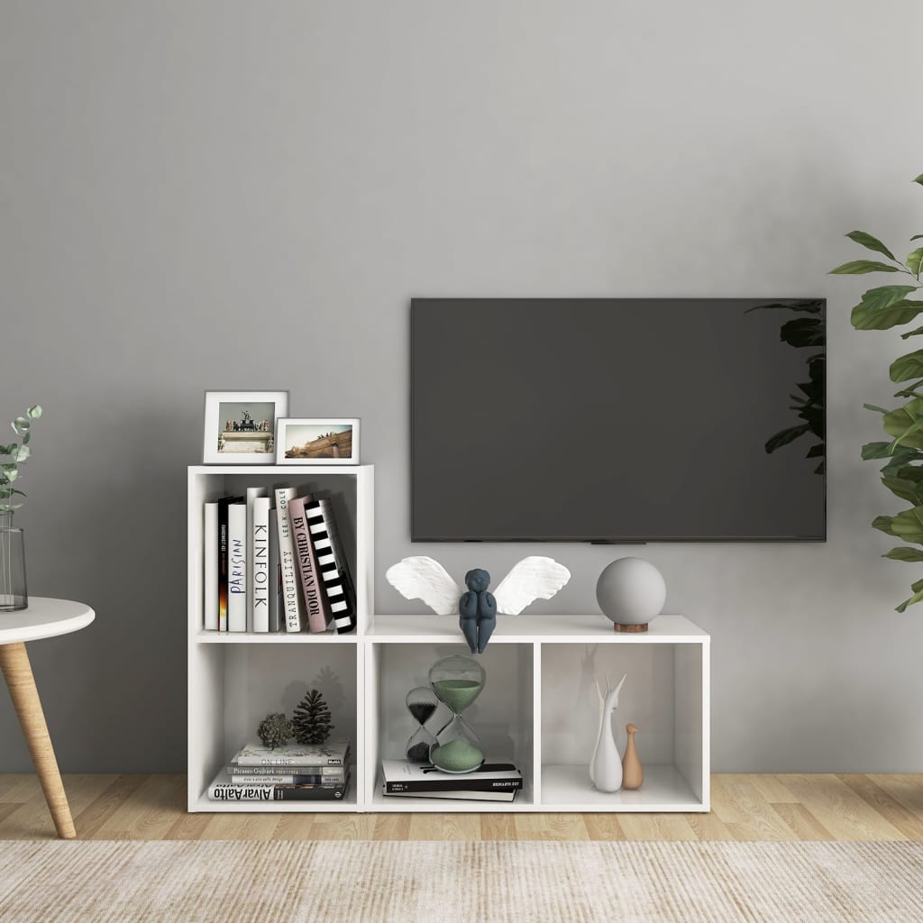 Tv Skříňky 2 Ks Šedé Vysoký Lesk 72X35X36,5 Cm Kompozitní Dřevo