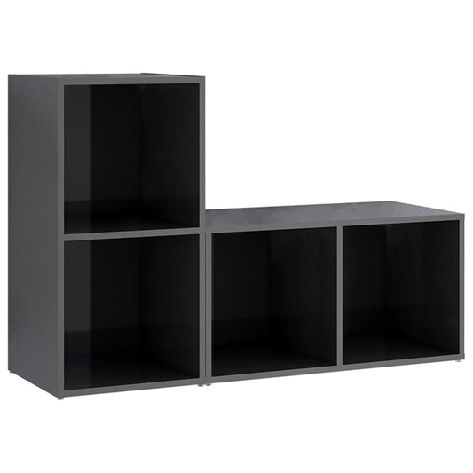 Tv Skříňky 2 Ks Šedé Vysoký Lesk 72X35X36,5 Cm Kompozitní Dřevo