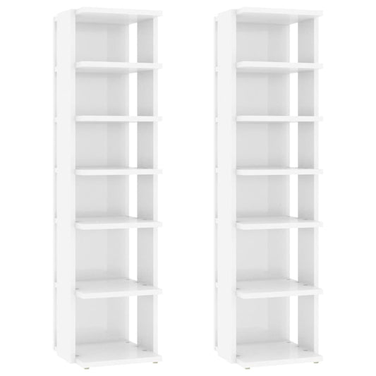 Botníky 2 Ks Bílé S Vysokým Leskem 27,5X27X102 Cm