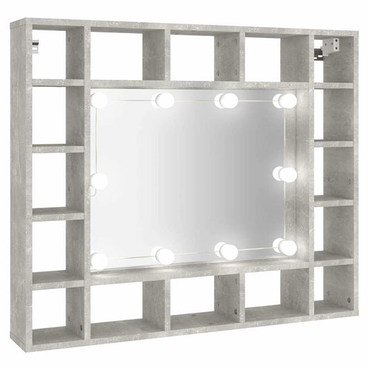 Zrcadlová Skříňka S Led Betonově Šedá 91 X 15 X 76,5 Cm