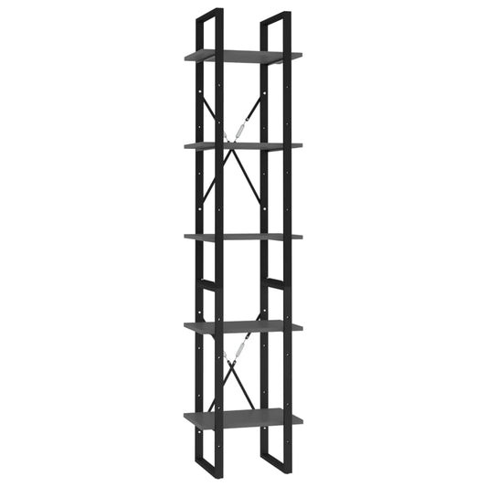 Knihovna S 5 Policemi Šedá 40 X 30 X 175 Cm Kompozitní Dřevo