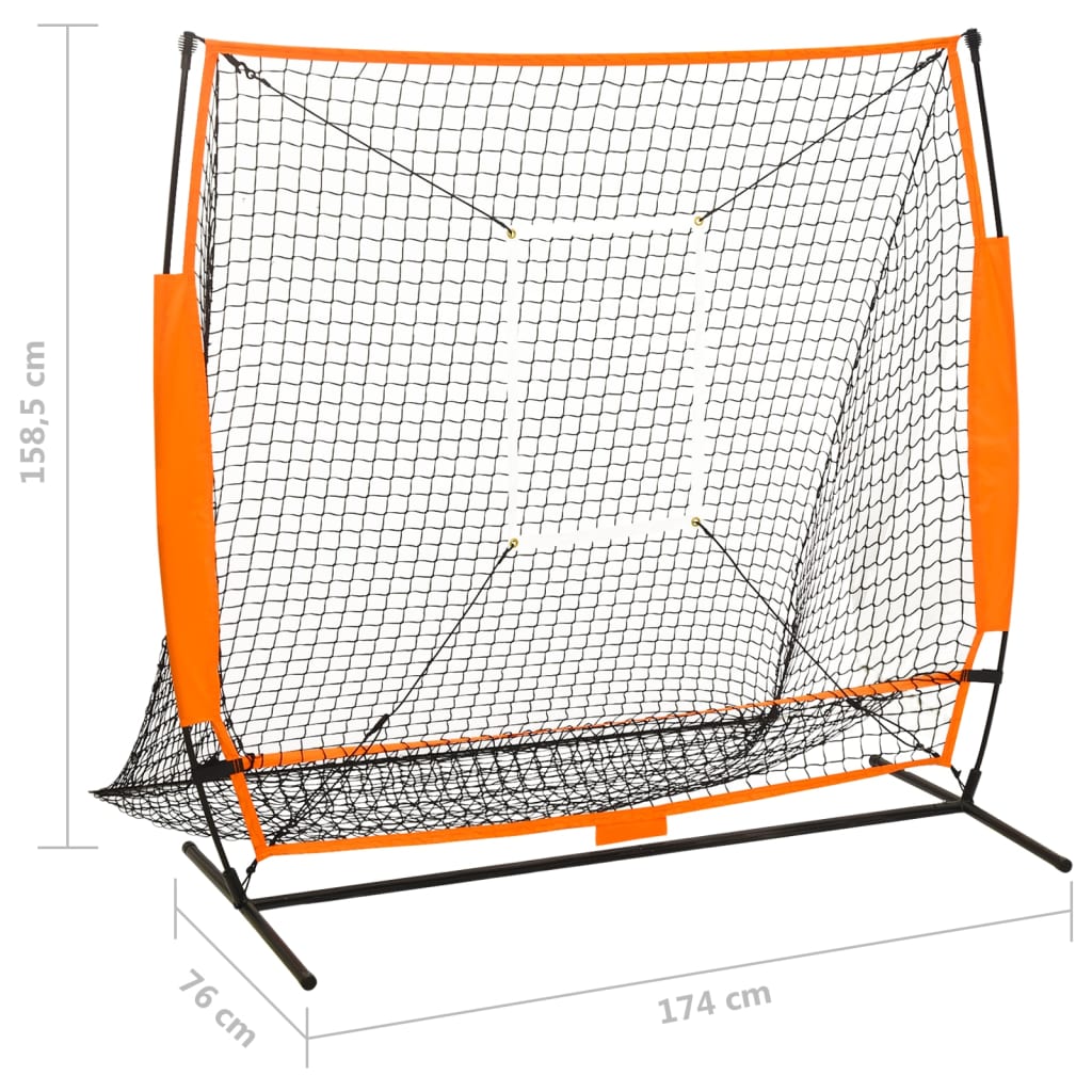 Tréninková Síť Pro Baseball Černá 174 X 76 X 158,5 Cm