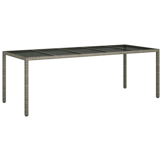 Zahradní Stůl Šedý 250 X 100 X 75 Cm Tvrzené Sklo A Polyratan