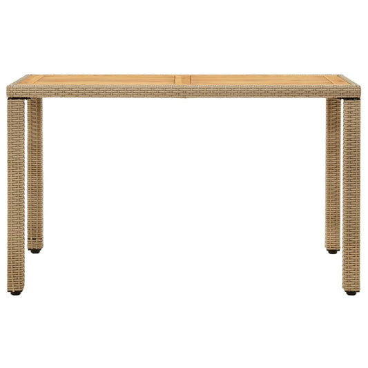 Zahradní Stůl Béžový 123X60X74 Cm Polyratan A Masivní Akácie