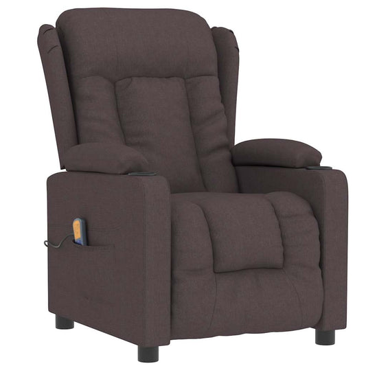 Masážní Křeslo Tmavě Hnědé Textil