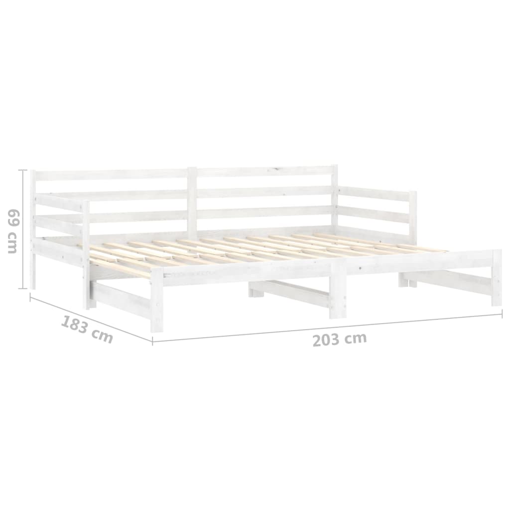 Výsuvná Denní Postel 2 × (90X200 Cm) Bílá Masivní Borové Dřevo